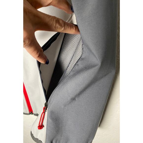 The North Face Men's Lightweight Windbreaker Vest Gray Red Front Zipper Logo Med - Picture 6 of 10